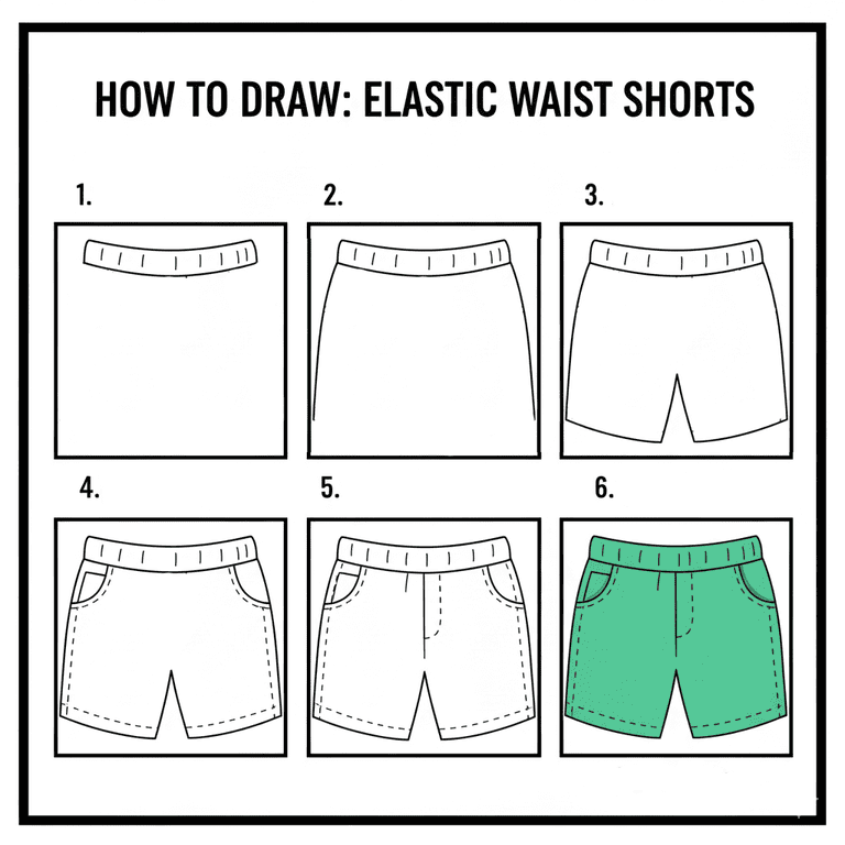 Elastic Waist Shorts Drawing Ideas