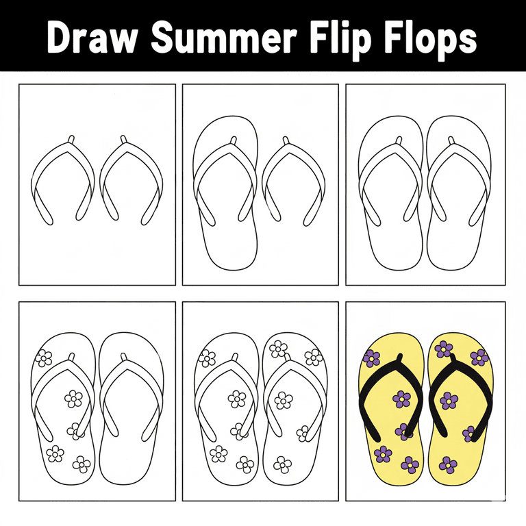Flower Flip-Flops Drawing Ideas