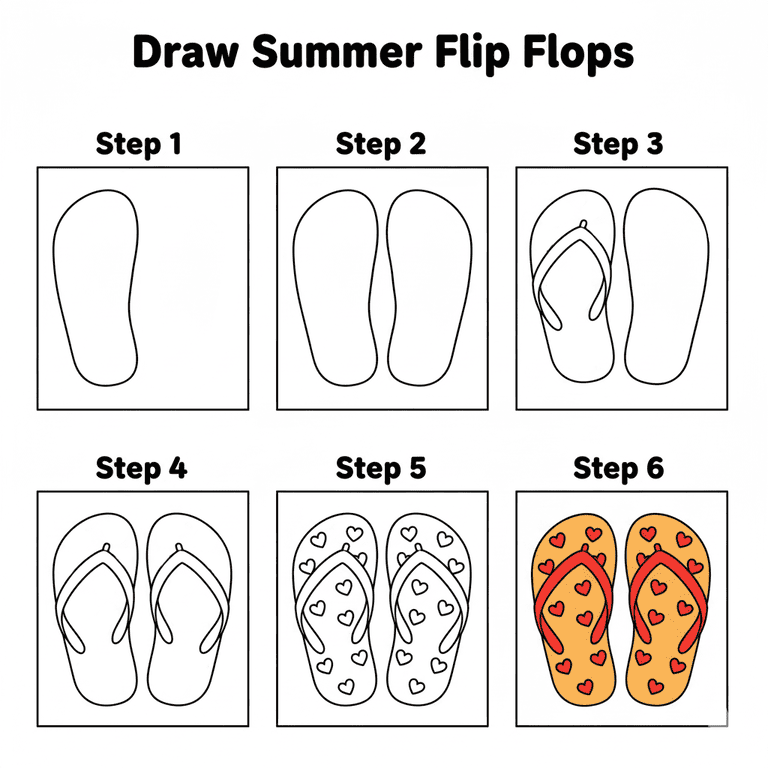 Heart Flip-Flops Drawing Ideas