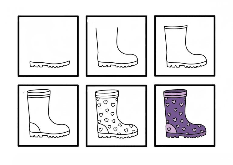 Heart Rubber Boot Drawing Ideas