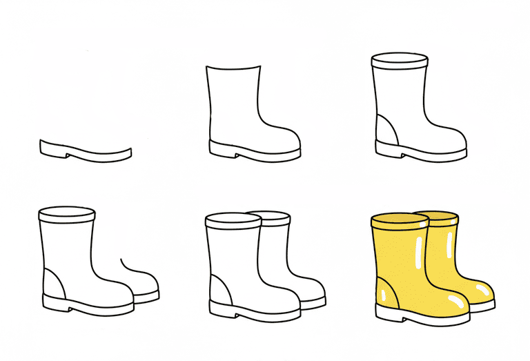 Kid's Rubber Boots Drawing Ideas