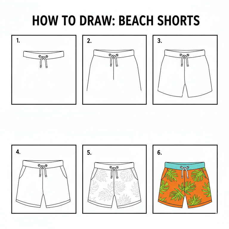Palm Leaf Shorts Drawing Ideas
