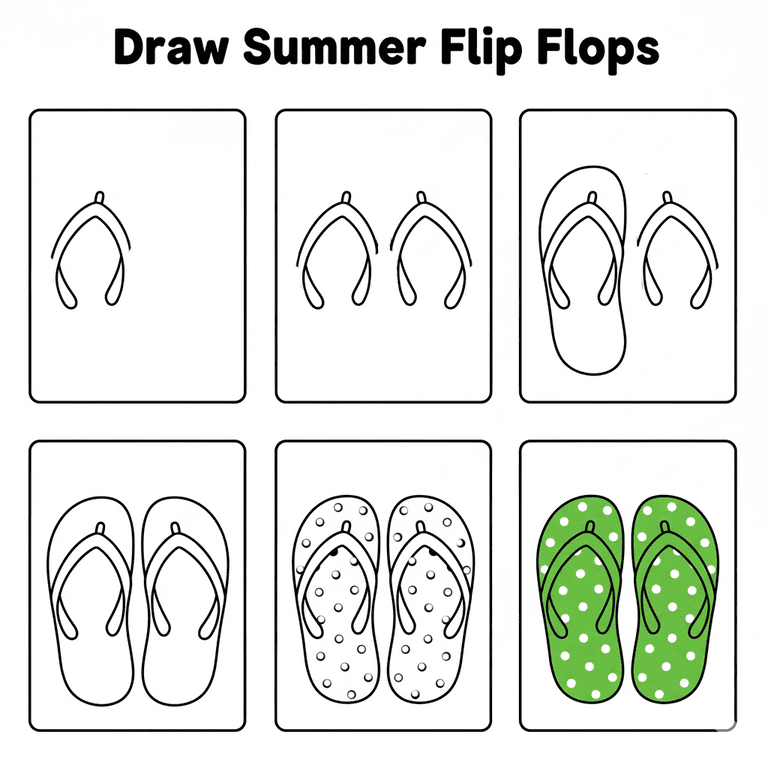 Polka Dots Flip-Flops Drawing Ideas