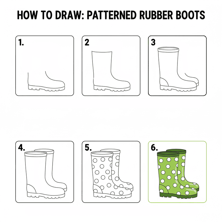 Polka Dots Rubber Boots Drawing Ideas