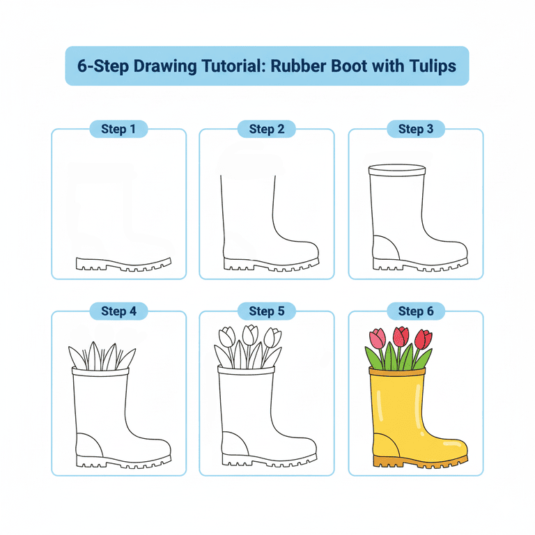 Rubber Boots with Tulips Drawing Ideas
