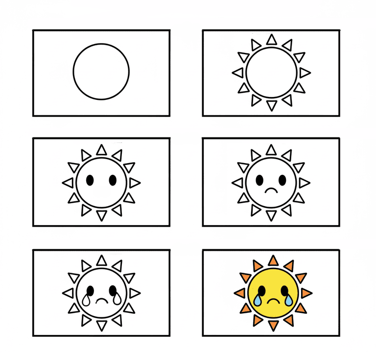 Sad Mr Sun Drawing Ideas