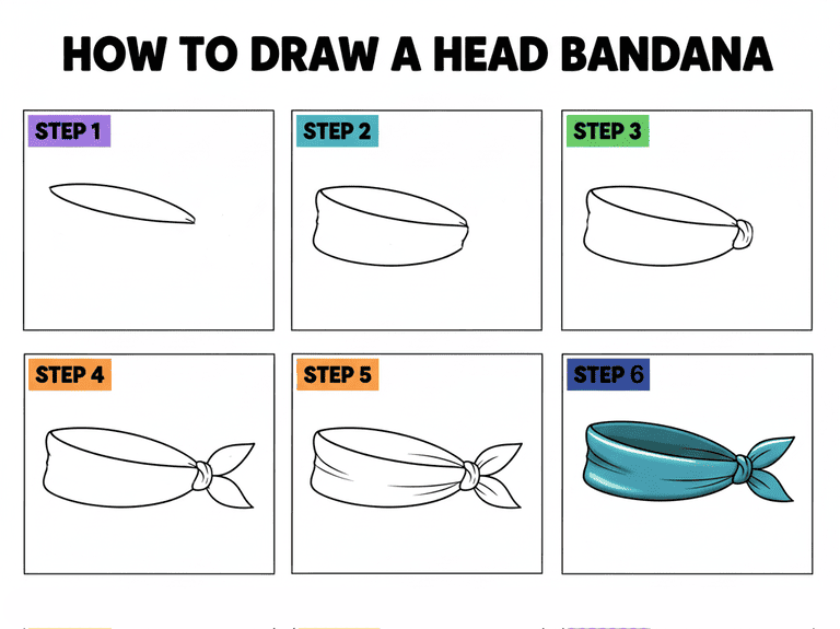 Simple Head Bandana Drawing Ideas