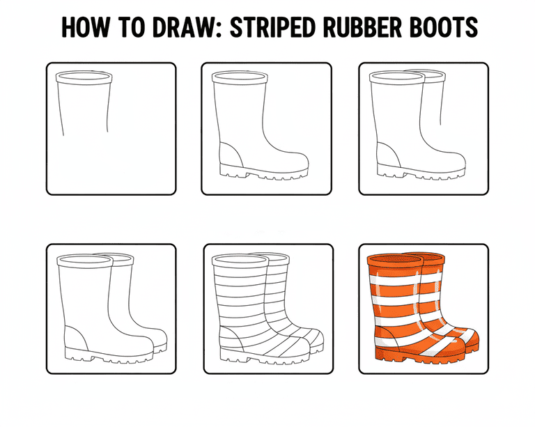 Striped Rubber Boots Drawing Ideas