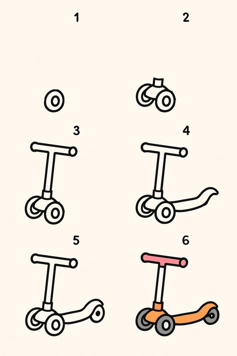 3-wheel Kids Scooter Drawing Ideas