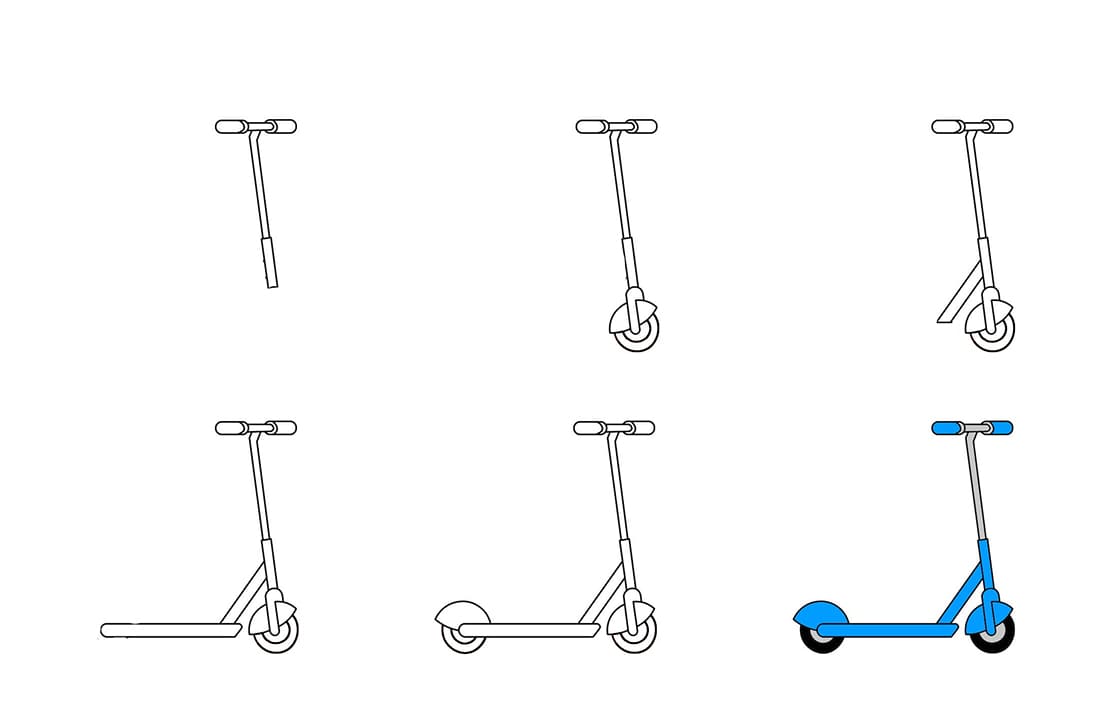 Blue Scooter Drawing Ideas