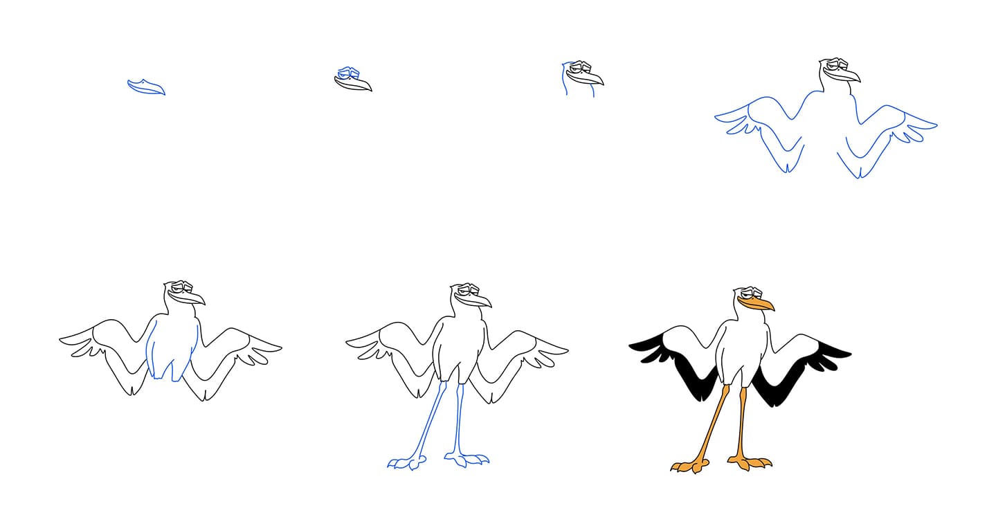 Cartoon Stork Drawing Ideas