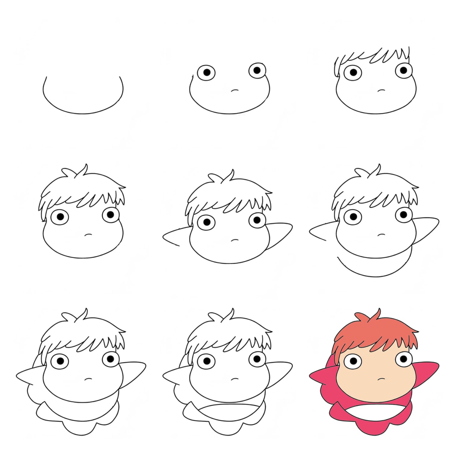 Cute Ponyo Drawing Ideas