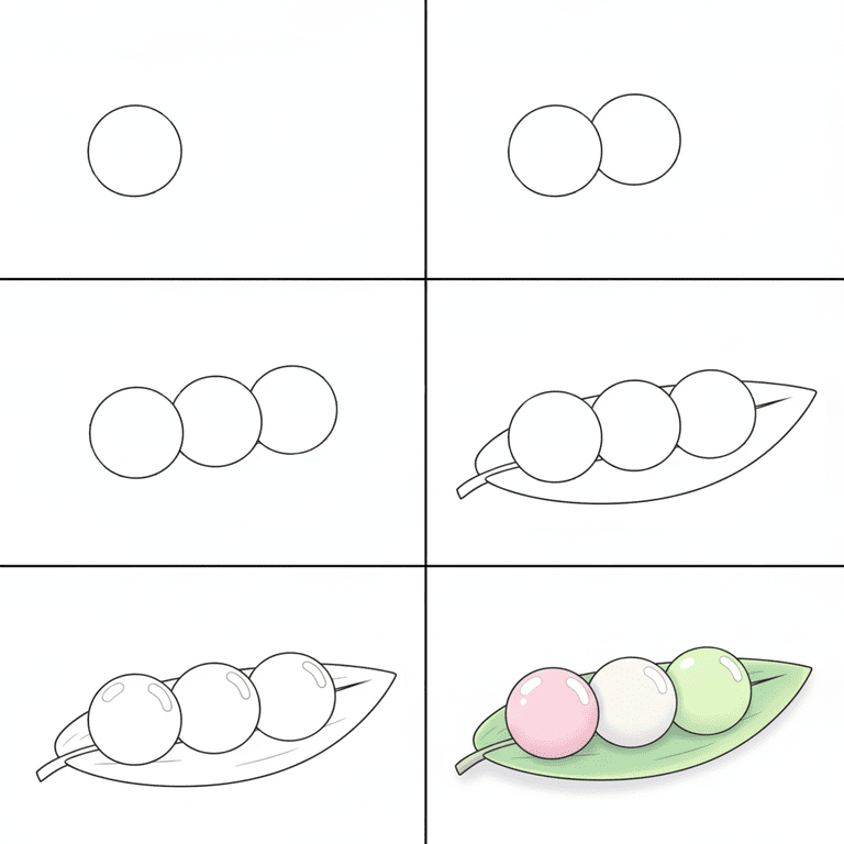 Dango on Bamboo Leaf Drawing Ideas