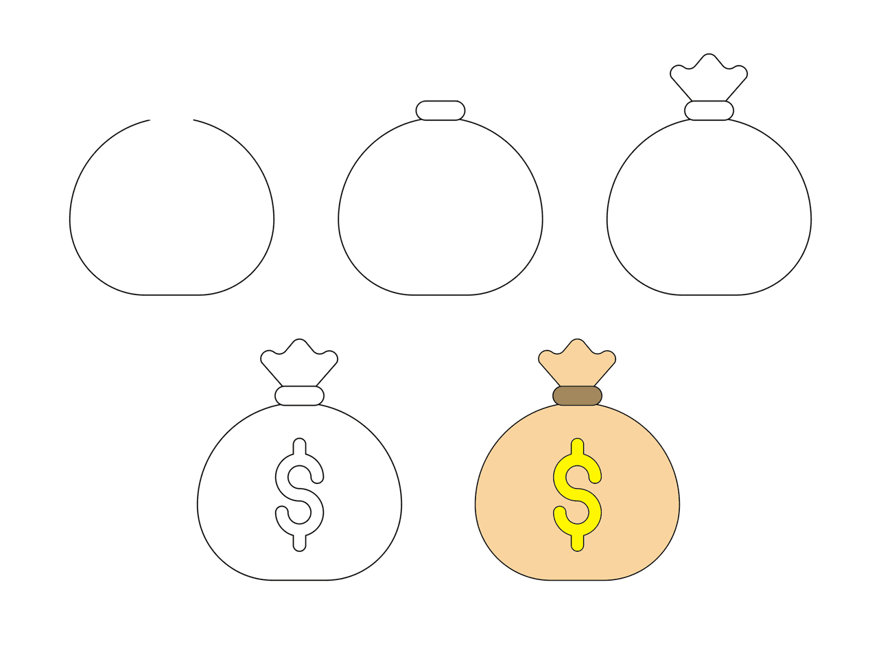 Easy Money Bag Drawing Ideas