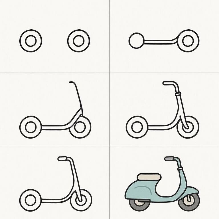Easy Scooter Drawing Ideas