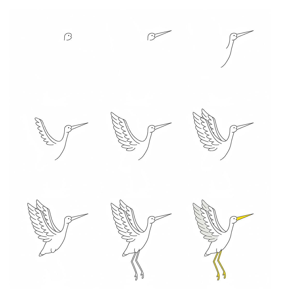 Flying Stork Drawing Ideas