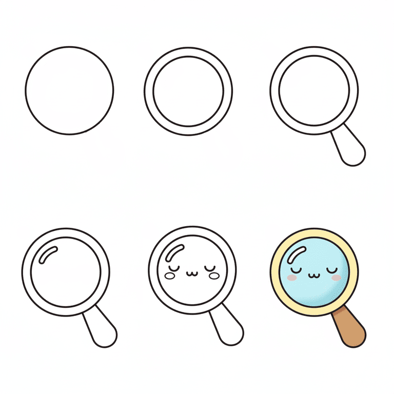 Kawaii Magnifying Glass Drawing Ideas