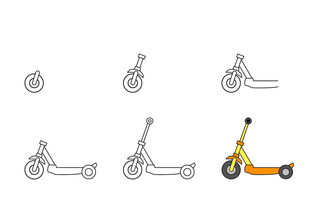 Kids Scooter Drawing Ideas
