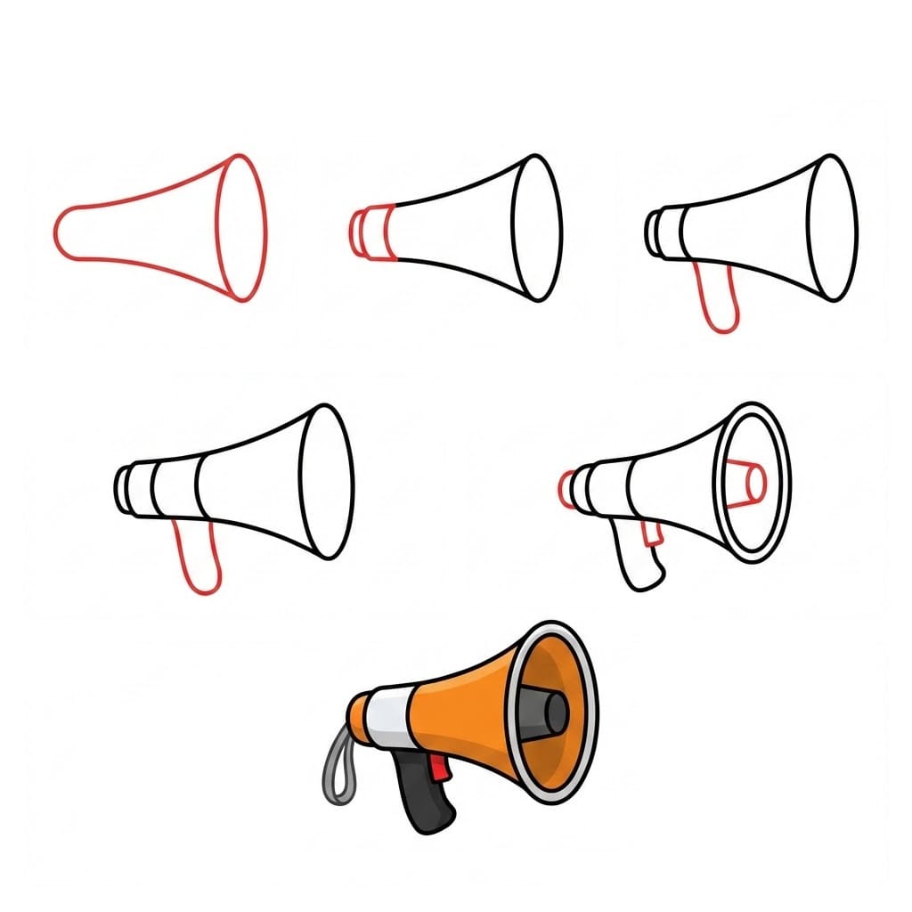 How to draw Megaphone Free for Kid