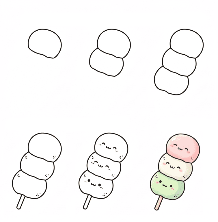 Mochi-style Dango Drawing Ideas