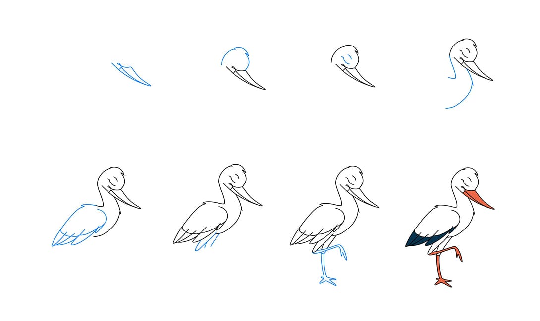 Nice Stork Drawing Ideas