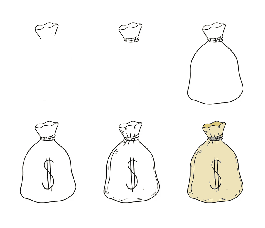 Old Money Bag Drawing Ideas