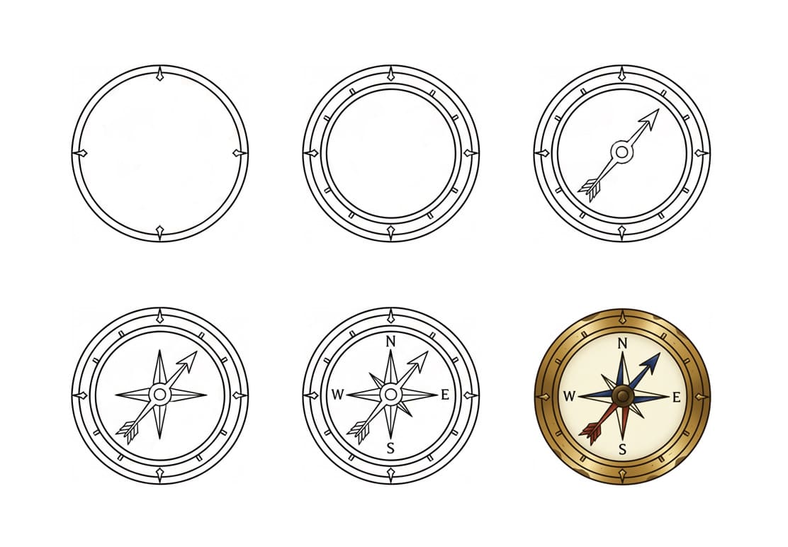 Pirate-style Compass Drawing Ideas