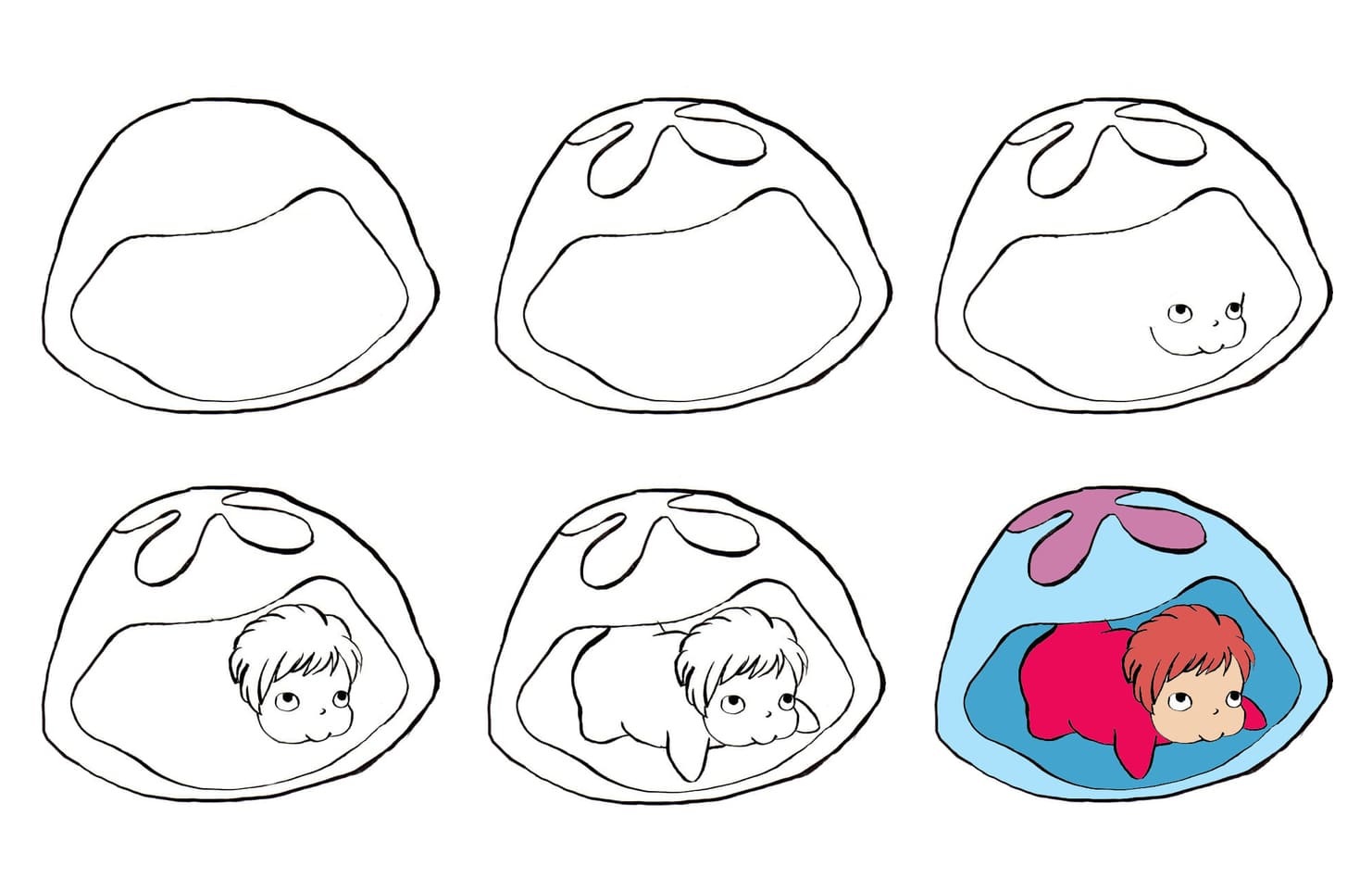 Ponyo in the Jellyfish Drawing Ideas