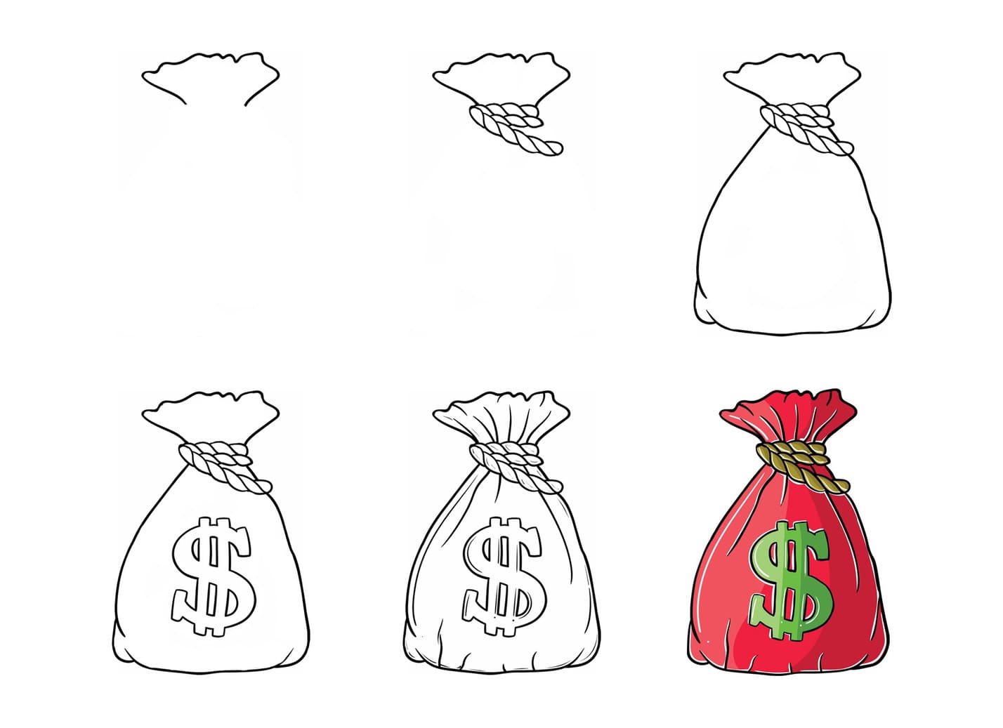 Red Money Bag Drawing Ideas