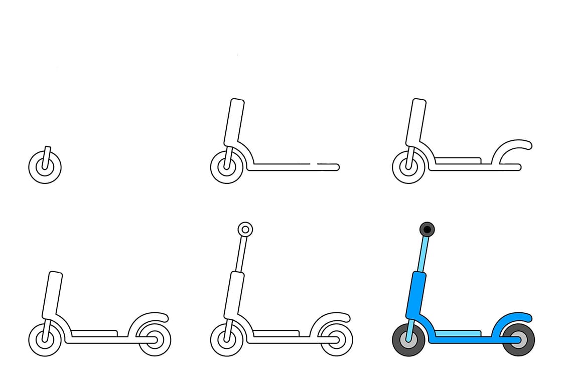 Scooter For Kids Drawing Ideas