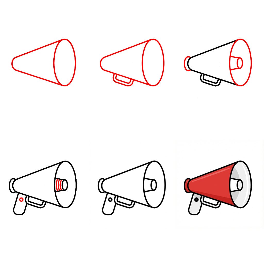 How to draw Simple Line Megaphone