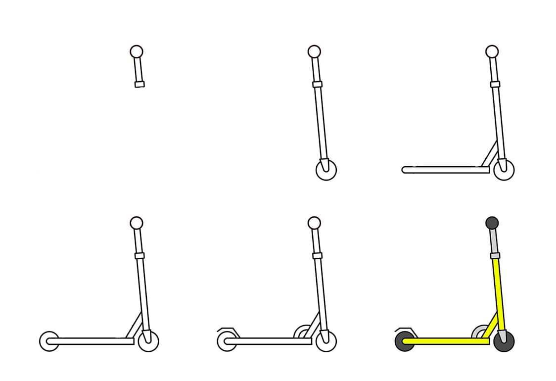 Simple Scooter Drawing Ideas
