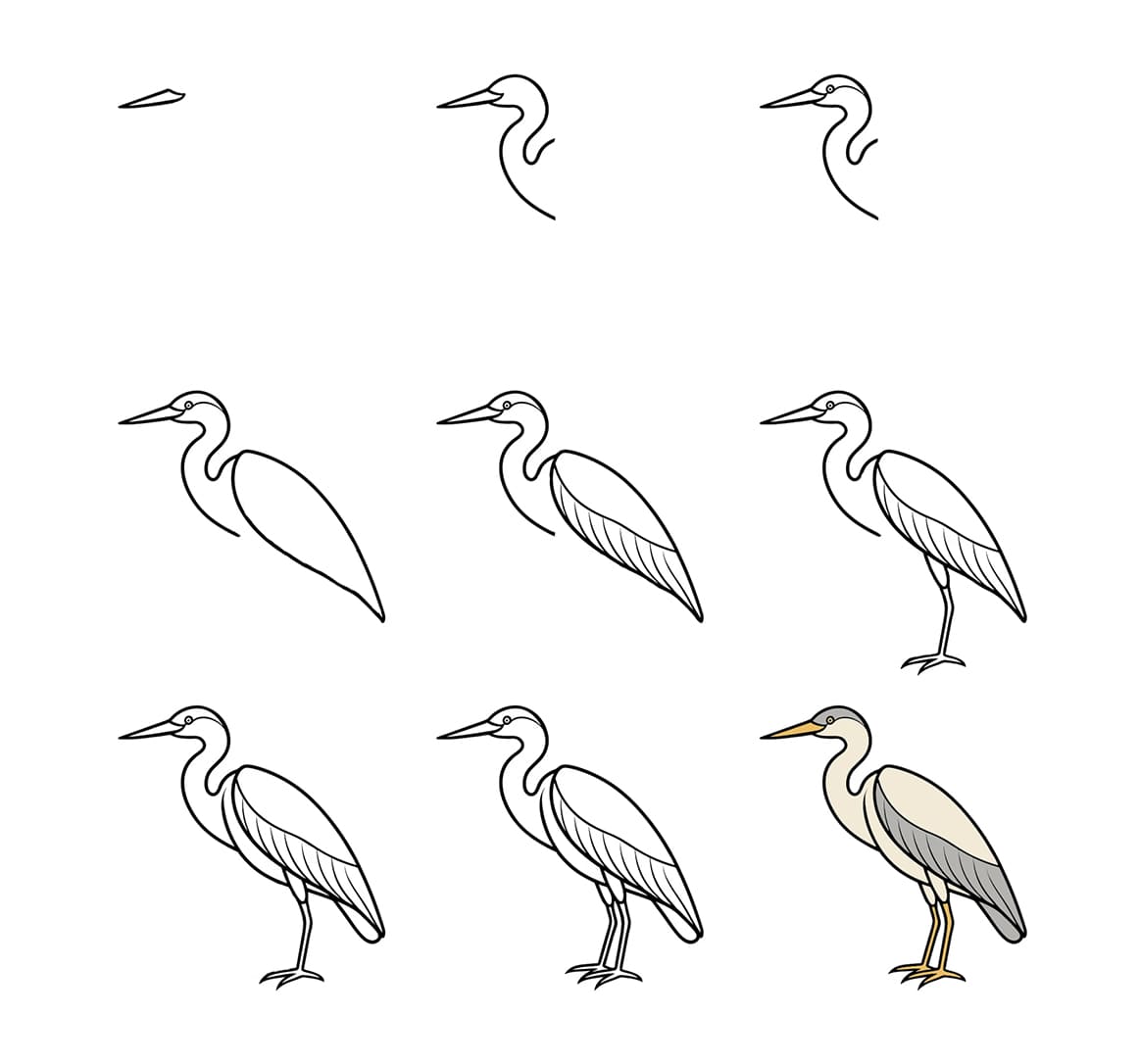 Simple Stork Drawing Ideas