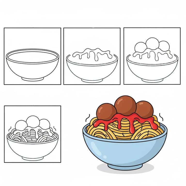 Spaghetti in a Bowl Drawing Ideas