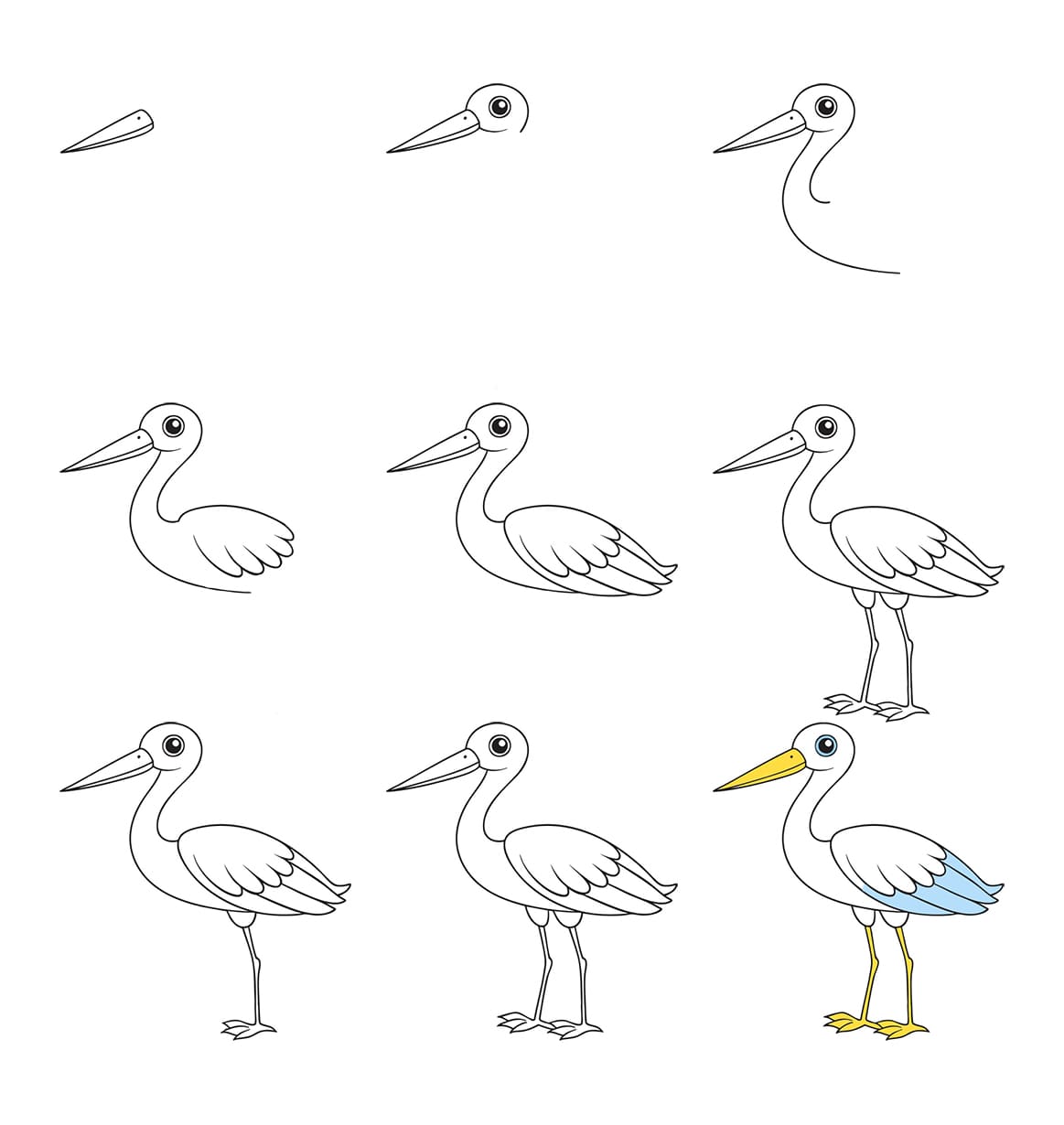 Stork Bird Drawing Ideas
