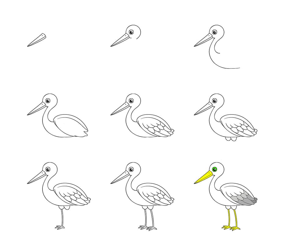 Stork For Children Drawing Ideas
