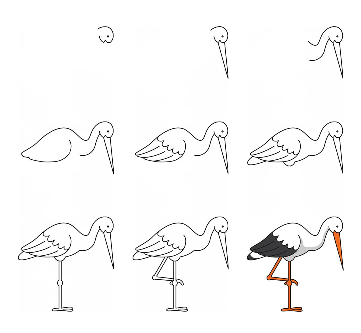 Stork Looking for Food Drawing Ideas