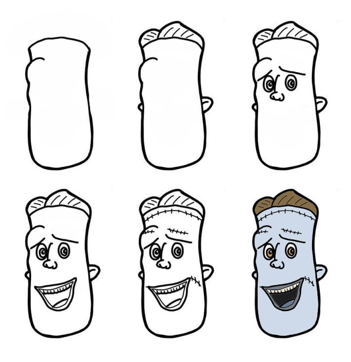 Frankenstein Face Drawing Ideas