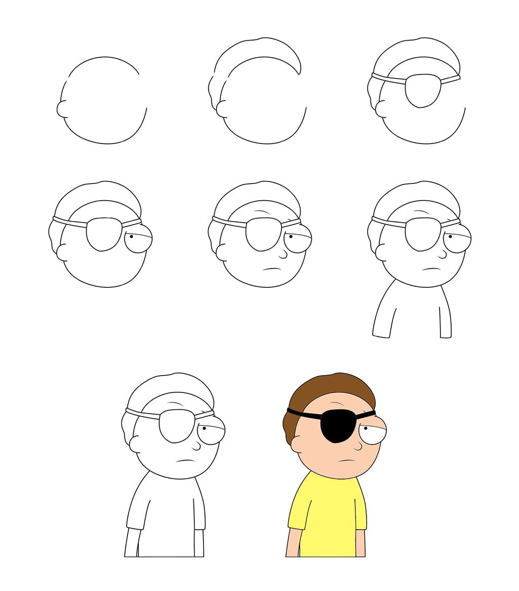 Morty Smith with an Eye Patch Drawing Ideas