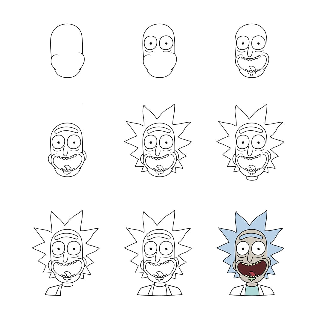 Rick Sanchez Portrait Drawing Ideas