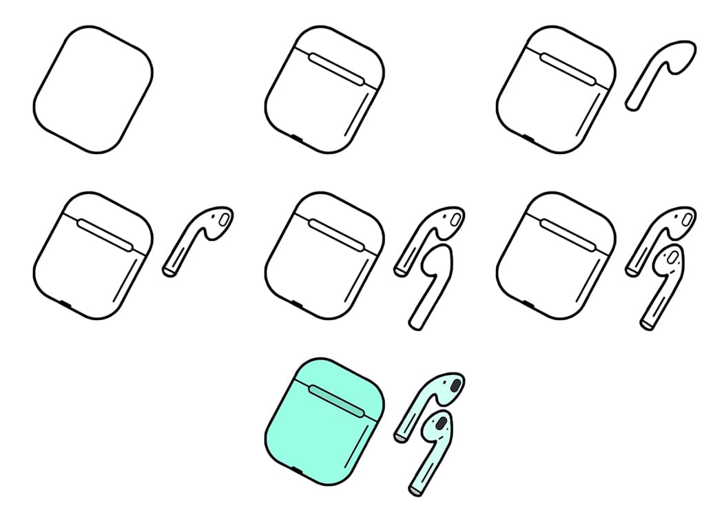 Airpods and case Drawing Ideas