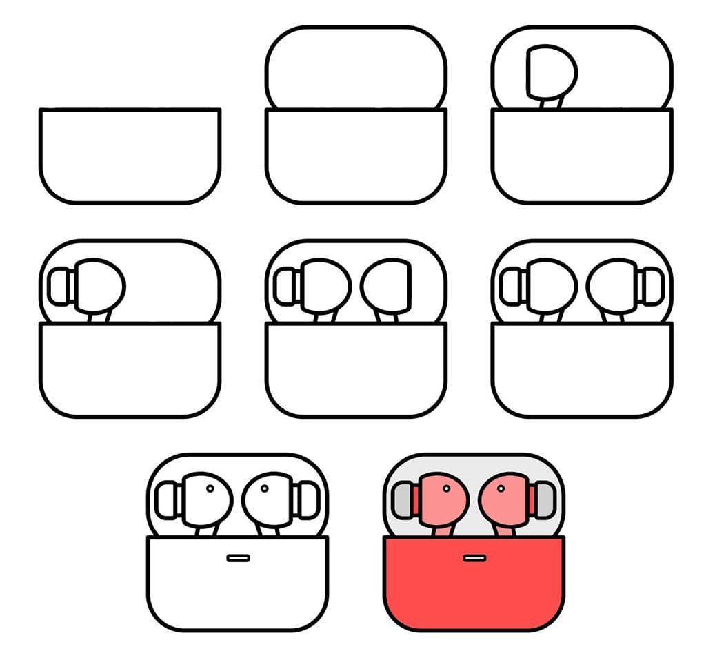 Airpods in case Drawing Ideas