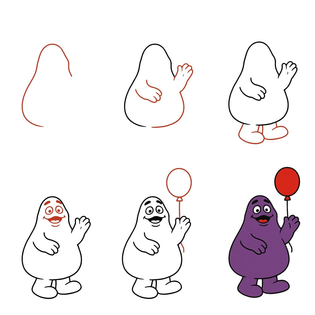 Grimace with a balloon Drawing Ideas