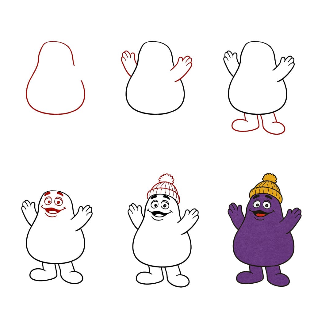 Grimace with a beanie Drawing Ideas