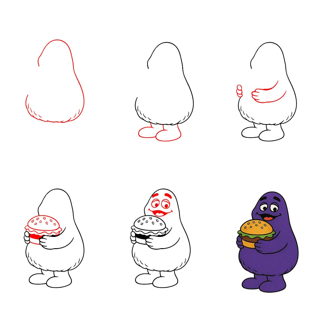 Grimace with a hamburger Drawing Ideas