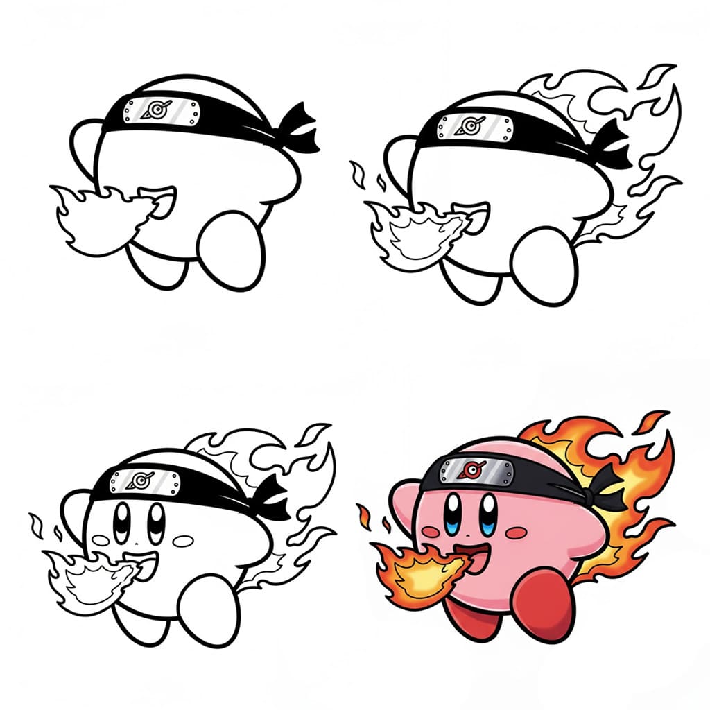 Kirby and fire Drawing Ideas