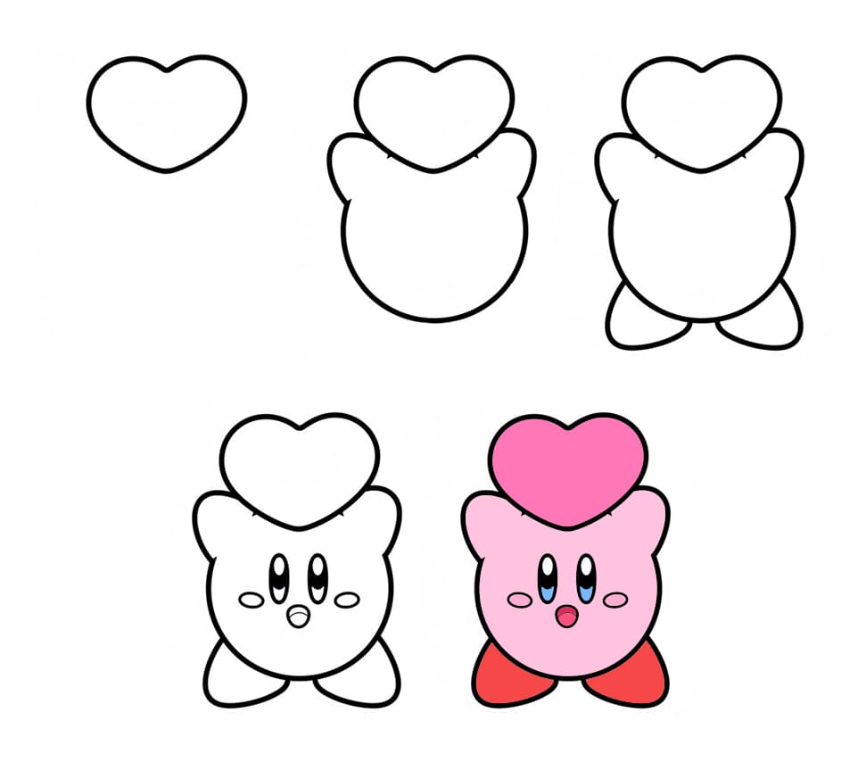 Kirby holding heart Drawing Ideas