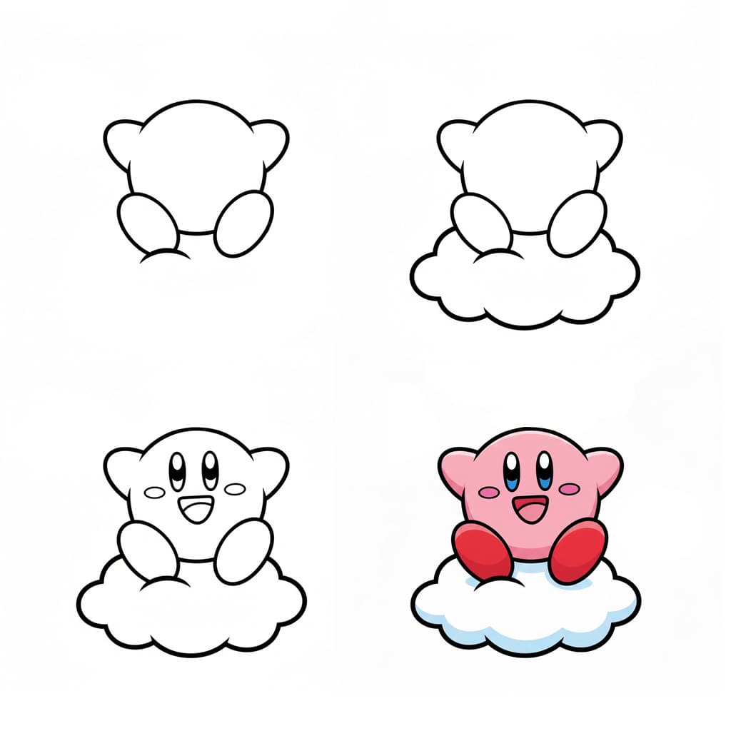 Kirby on the cloud Drawing Ideas