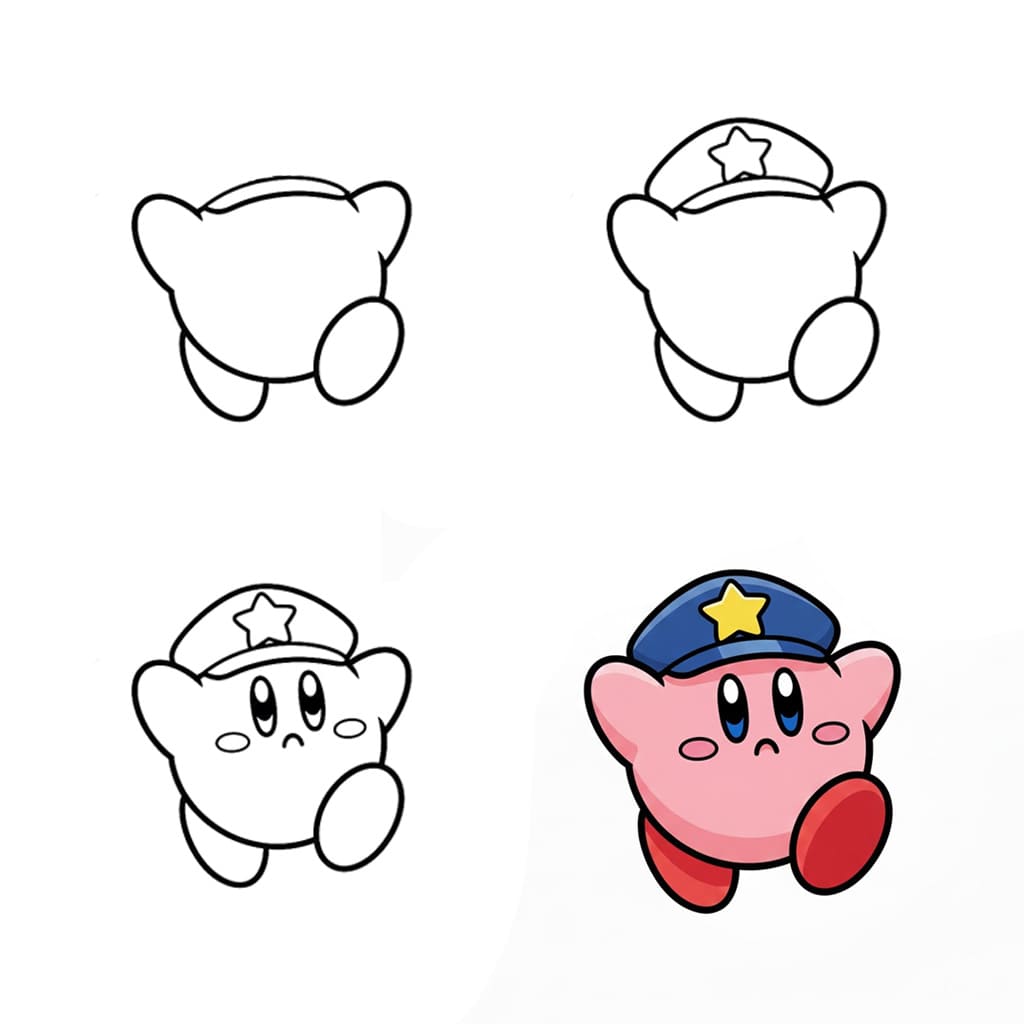 Kirby with police hat Drawing Ideas