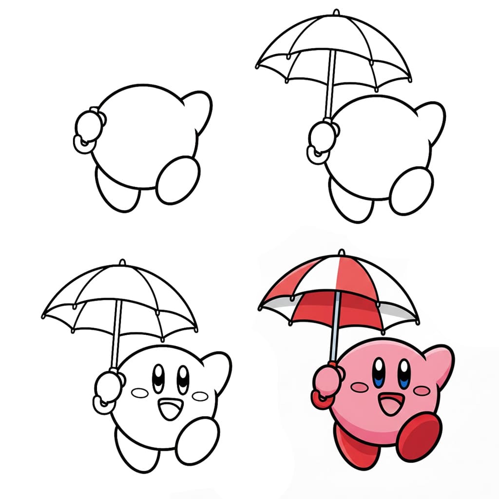 Kirby with umbrella Drawing Ideas